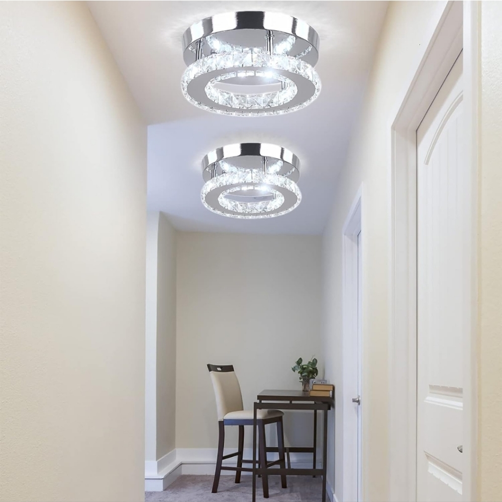 2 Modern Crystal Chandelier LED Flush Mount Pendant Lighting Mini Ceiling Light
